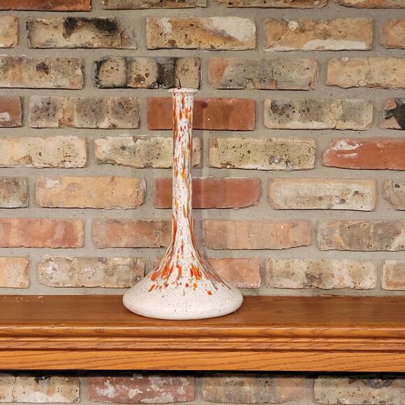 Vintage Ceramic Vase Splatterware Drip, Retro Narrow Neck Tall 15", MCM - Picture 1 of 6